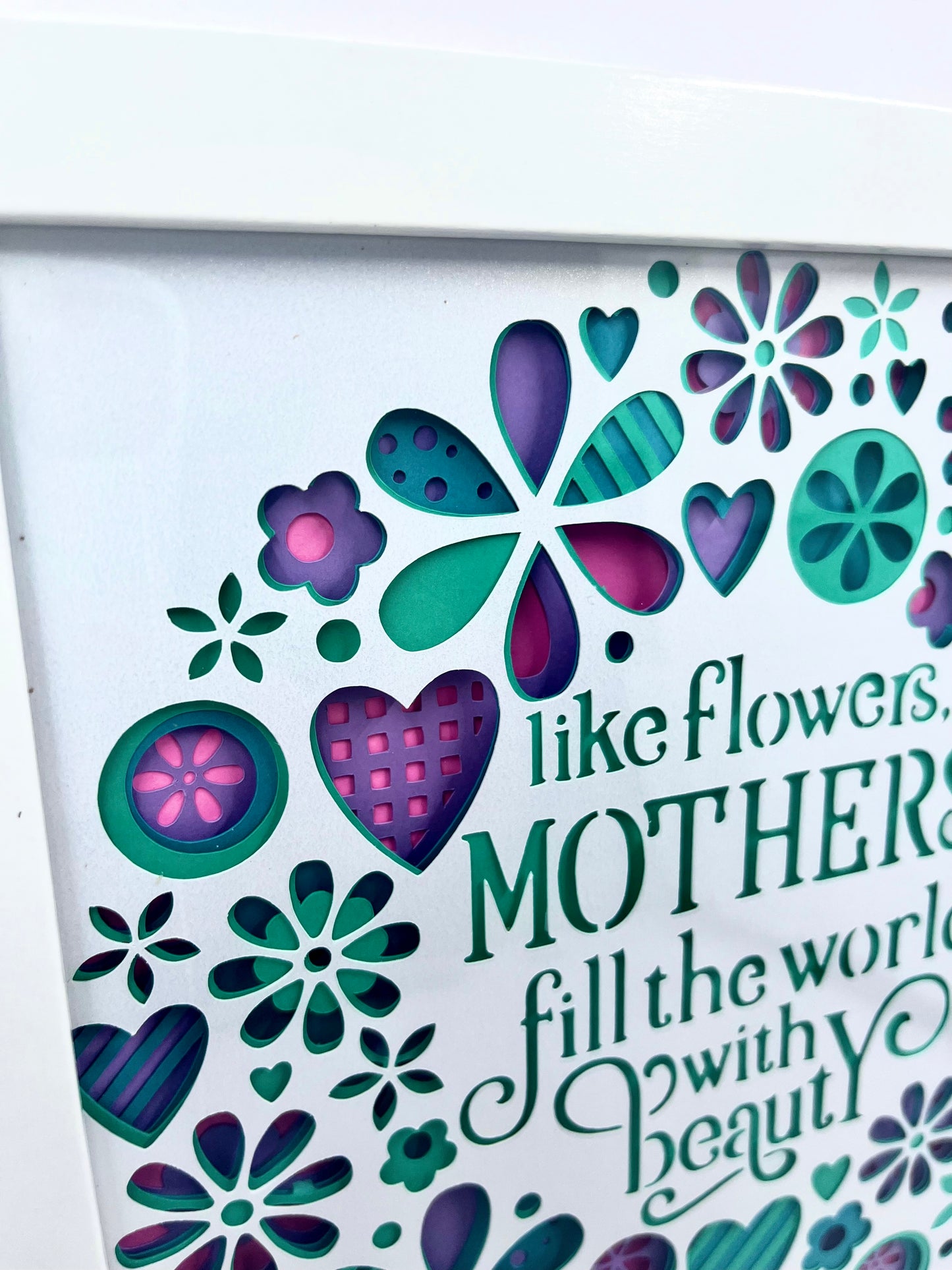 Mothers fill the world with beauty | Gift for mom | 8x8 Framed Shadow Box