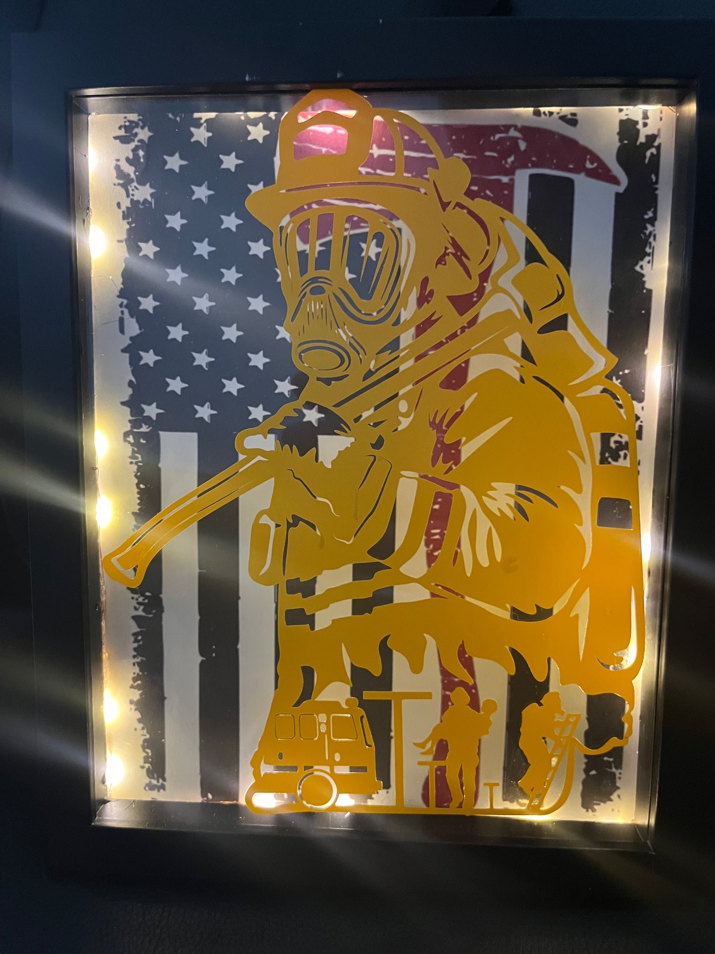 Firefighter Axe Flag Light Box | 8x10