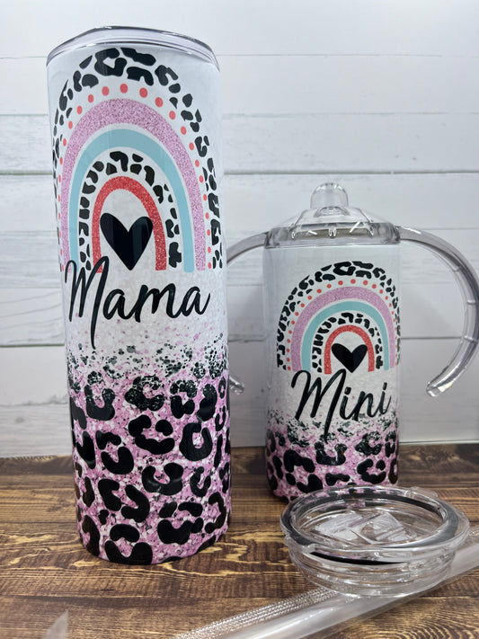 Leopard Rainbow Mama Mini Cup Set