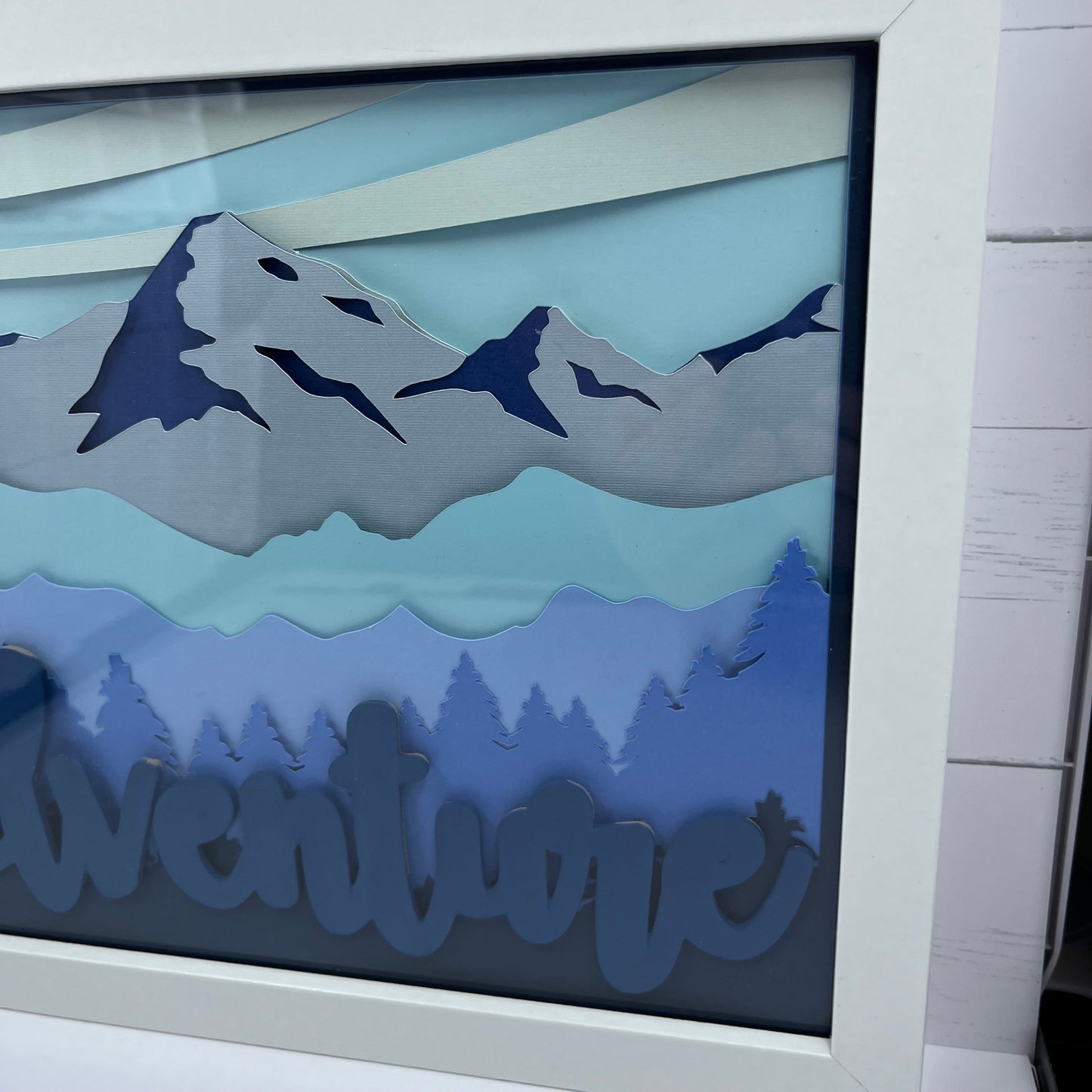 Mountains Nursery Wall Art: 8x10 Shadow Box with Beautiful Layered Cardstock Design