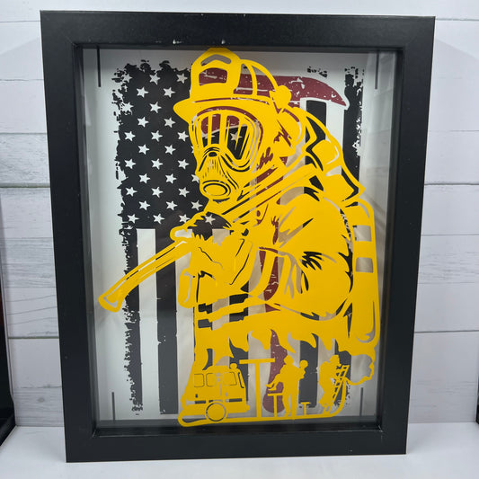 Firefighter Axe Flag Light Box | 8x10